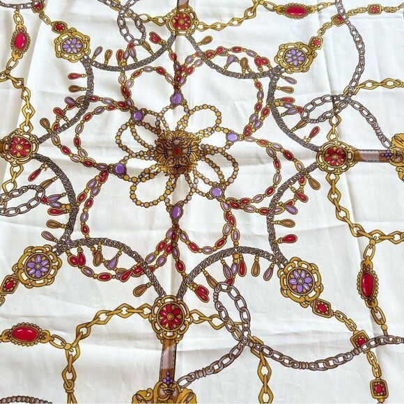 Vintage Liz Sinclair Made in Japan Polyester Scarf Medallions Chains Jewels - Picture 4 of 7